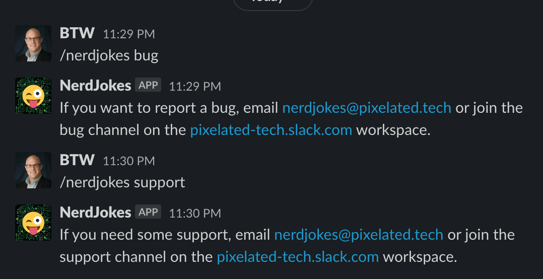 NerdJokes Bugs and Support