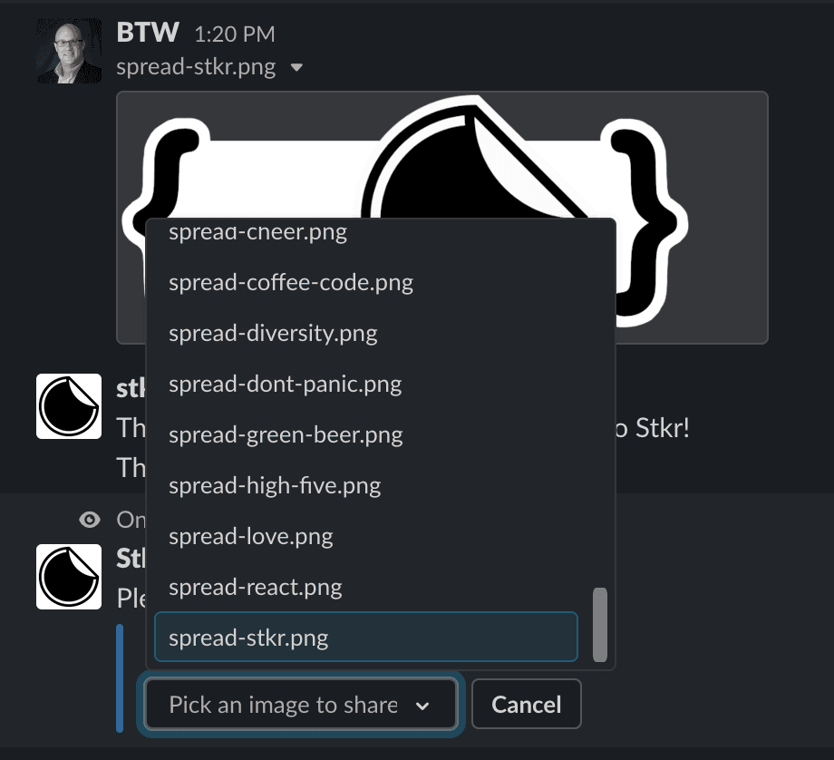 Select a stkr to display