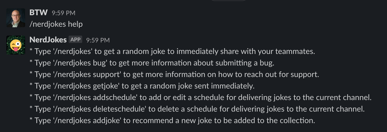 NerdJokes Help